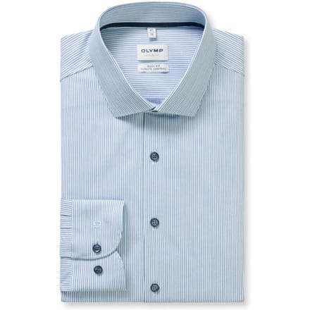 OLYMP Level Five 24/Seven Overhemd, Body Fit, Modern Kent, Bleu