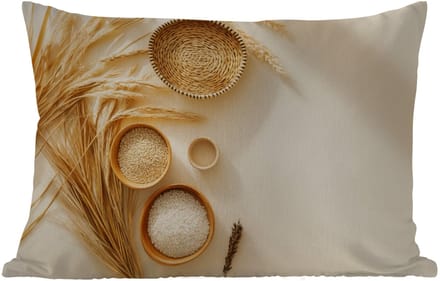 Buitenkussens - Tuin - Granen - Hout - Kom - Beige - 50x30 cm