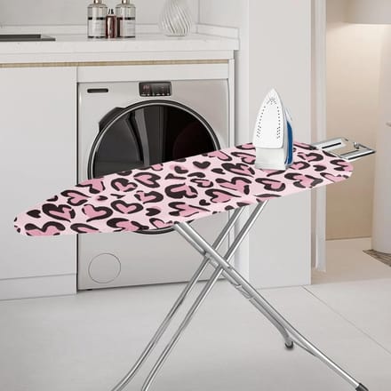 Strijkplankhoes Elastisch - Universelehoes - Strijken Thuis - Hittebestendig Polyester - Universele Maat - Gele Dierenprint