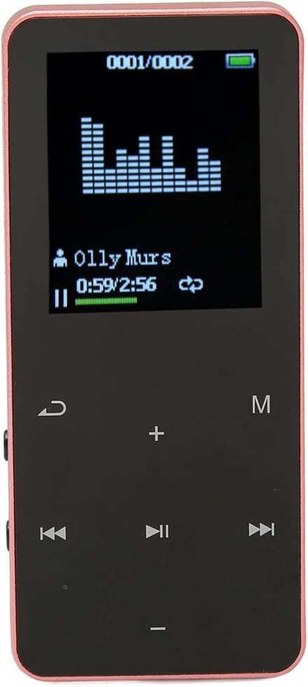 Draagbare MP3/MP4 Speler met 1.8" Scherm, 8GB, Ruisonderdrukking & Uitbreidbaar Geheugen (Roze)