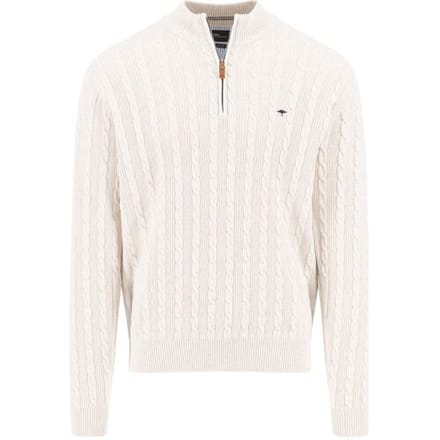 Fynch-Hatton Trui Troyer Zip Cable Knit New Off White / male