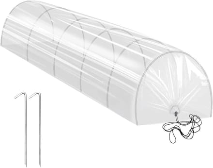 Hoepel Tunnelkas - Draagbare Broeikas - Planten Beschermen - Verstelbaar Frame - 300x45x45cm - Wit