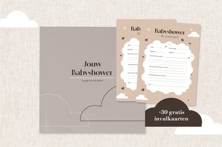 Bumpy Beige Babyshower Invulboek + GRATIS Invulkaarten - Jouw Babyshower - Natuurtinten - Stevig papier - 210x210mm - A6 - More Morris