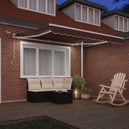 vidaXL - Luifel - automatisch - uittrekbaar - met - LED - 300x250 - cm - bruin