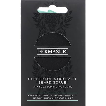 Dermasuri, Gezichts- en Halsexfoliatiehandschoenen voor Mannen met Baarden, 1 Handschoen black