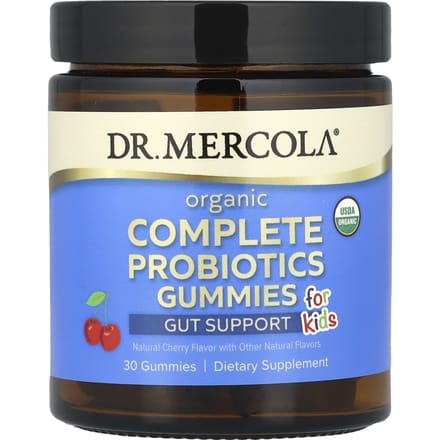 Dr. Mercola, Organic Complete Probiotic Gummies, for children, natural cherry, 1 billion CFU, 30 gummies