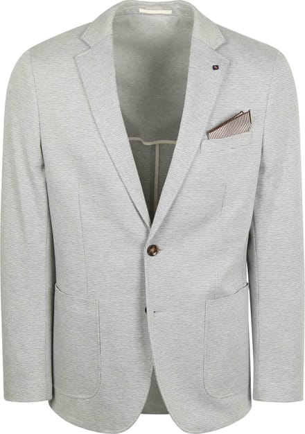 Suitable Colbert Face Print Mist Grijs - Maat 98 - Heren blazer
