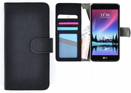 Wallet Bookcase Zwart Portemonnee smartphonehoesje voor LG K8 2017