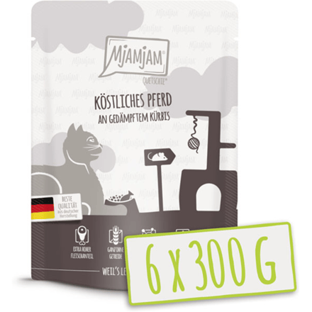 MjAMjAM - Quetschie - Smakelijk Paardenvlees met Gestoomde Pompoen 300 g x 6