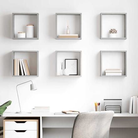 vidaXL - Wandschappen - kubus - 6 - st - 30x15x30 - cm - betongrijs