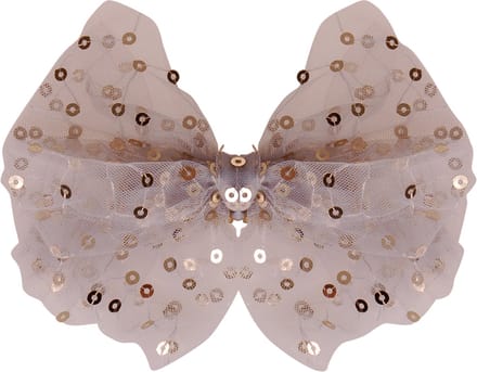 Haarclip met organza strik grijsblauw - 14 cm