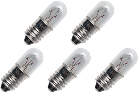 Signaallamp E10 8V 0.8W - 100 mAh - 5 stuks - T10 Gloeilamp Ø10mm - 28mm - 2500K - Dimbaar