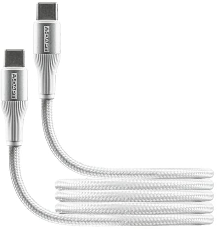 A-DAPT® USB-C naar USB-C kabel 1 m - PRO-uitvoering - wit - data- en laadkabel