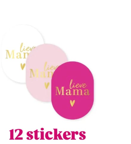 12x Sticker - sluitsticker - LIEVE MAMA - 42x60mm - sluitsticker - cadeausticker - moederdag -moeder - mama