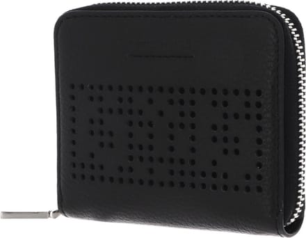 COCCINELLE Leren Portemonnee Metallic Perforee Leather Zip Around Wallet Noir Zwart