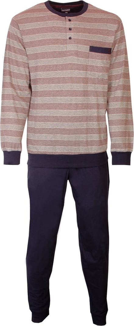 Paul Hopkins Heren Pyjama - Gestreept - Rood/Grijs - Maat S