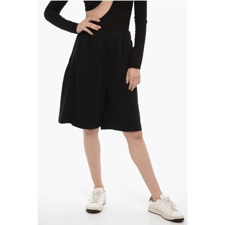 Katoenen shorts met patch in zwart