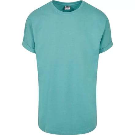 Urban Classics - Long Shaped Turnup Heren T-shirt - M - Blauw
