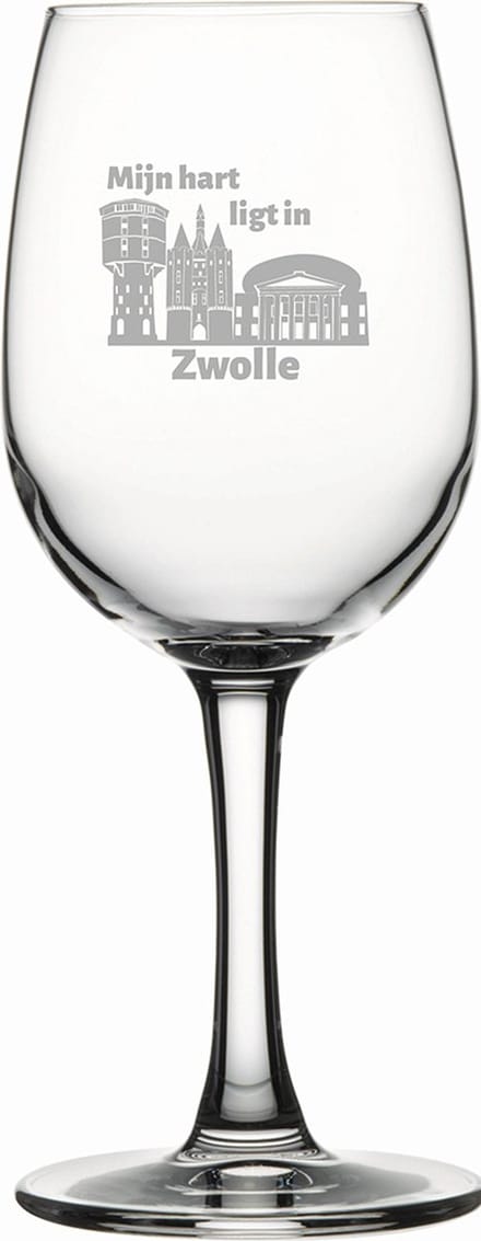 Gegraveerde witte wijnglas 26cl Zwolle