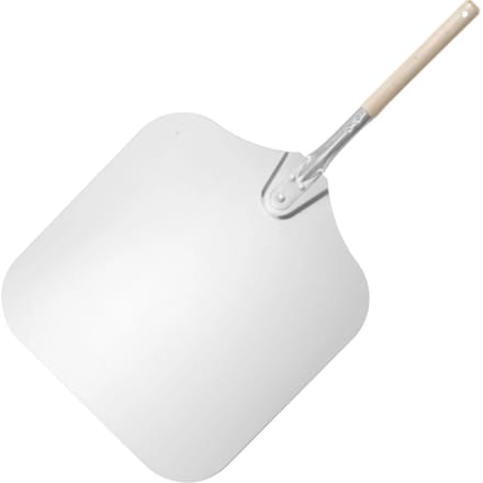 HENDI Vierkante pizzaschep – korte houten handgreep – aluminium – 405x760 mm