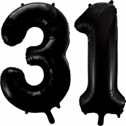 Folieballon 31 jaar zwart 41cm