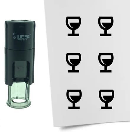 CombiCraft Stempel Glas Wijn 10mm rond - zwarte inkt