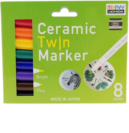 Marvy Uchida keramiek markers set - Twin Marker 8 kleuren basis.