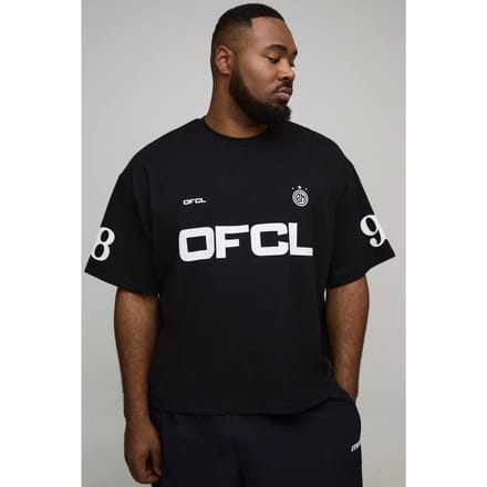 Plus Oversized Boxy Officieel Voetbal Grafisch T-Shirt | Black | Size 2XL