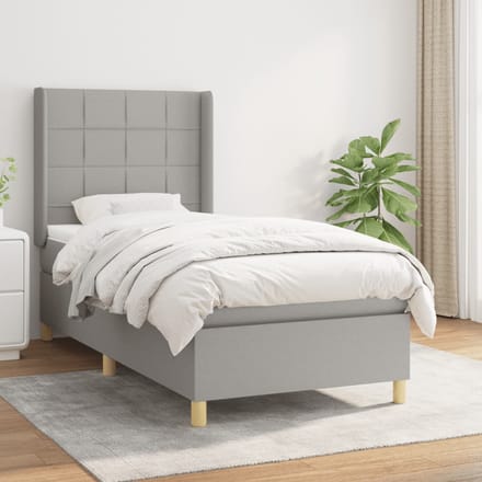 vidaXL - Boxspring - met - matras - stof - lichtgrijs - 90x190 - cm