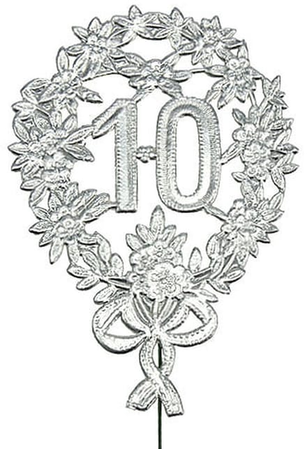 Jubileumnummer 10 zilver Ø8cm 10st