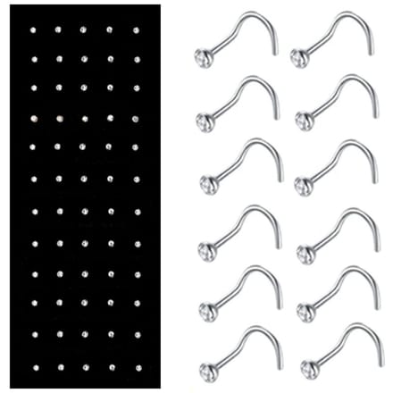 Fako Bijoux® - Neuspiercing - Bocht Kristal - Wit - 60 Stuks