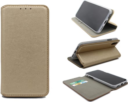 HB Hoesje Geschikt voor Apple iPhone 11 Pro Max - Goud - Luxe Kunstlederen Slim Portemonnee Book Case