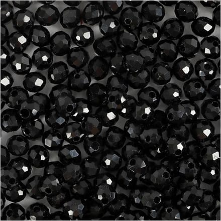 Creativ Company facet kralen glas metallic zwart 100 stuks kralen.