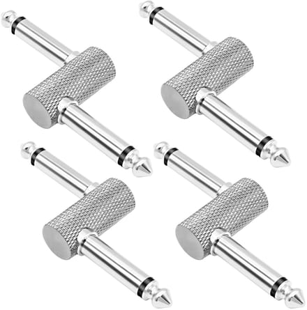 Guitar Pedal Patch Connector Z Type 6.35mm Mono Plug Adapter voor Effecten en Pedalboards - 4 Stuks Silver