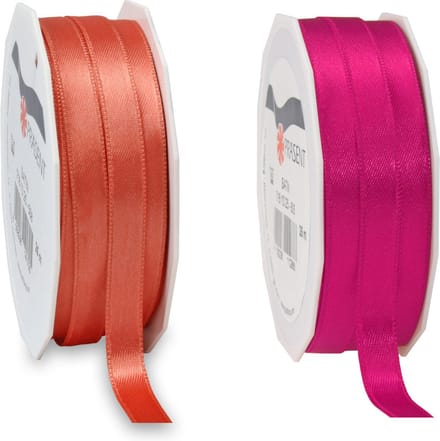 Glorex hobby - Satijn cadeau inpak deco sierlint - 2 tinten roze - 25 meter x 1 cm