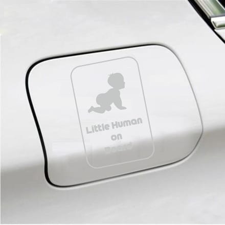 Bumpersticker - Little Human On Board - 15 X 10 - Licht Grijs