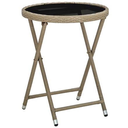 vidaXL - Salontafel - 60 - cm - poly - rattan - en - gehard - glas - beige