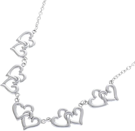 Ketting - RVS - hartjes - zilverkleurig - 40-45 cm