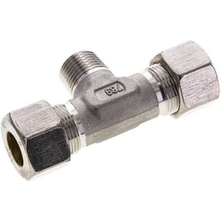 16S & R1/2'' RVS T-stuk Knelfitting Buitendraad 400bar ISO 8434-1