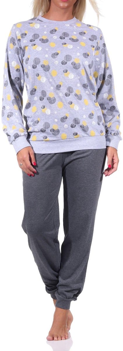 Damespyjama met manchetten in elegante polka dot / stippen look - 212 201 90 750