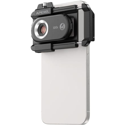 APEXEL APL-MS100 100X Mobiele Telefoon Microscoop Lens met LED/ UV Lichten Ingebouwd CPL Filter Batterij gray