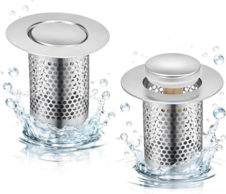 RVS Afvoerfilter 33 × 50 mm voor Keuken, Badkamer en Balkon - Douchefilter met Messing Terugslagkern