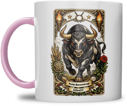 Sterrenbeeld mok - Stier - Roze - Tarot mok - Gepersonaliseerd met naam en datum