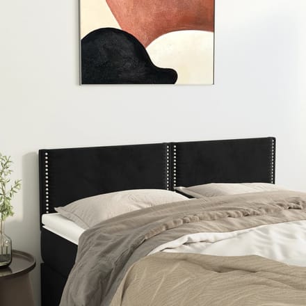 vidaXL - Hoofdborden - 144x5x78/88 - cm - fluweel - zwart