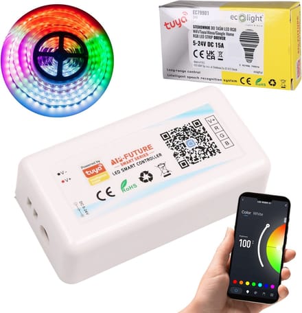 Controller LED RGB Tuya 15A 180W 12V – Intelligente aansturing van LED strips