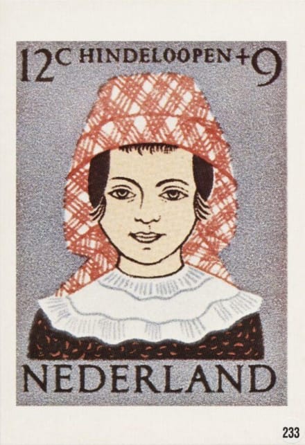 Briefkaart met afbeelding Klederdracht van Hindelopen postzegel