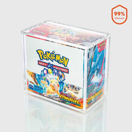 Phoenix Shield acryl beschermdoos voor Pokémon booster box met deksel.