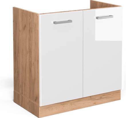 Vicco R-Line Wastafelkast – 80 cm WB Marmer Wit Hoogglans