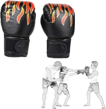 Bokshandschoenen Kinderen - Sparring Handschoenen Workout - Kickboksen Training - Schuimvulling Bescherming - Freesize - Zwart