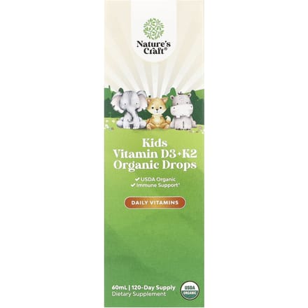 Nature's Craft, Vitamine D3 + K2 Bio pour Enfants, Gouttes, 60 ml